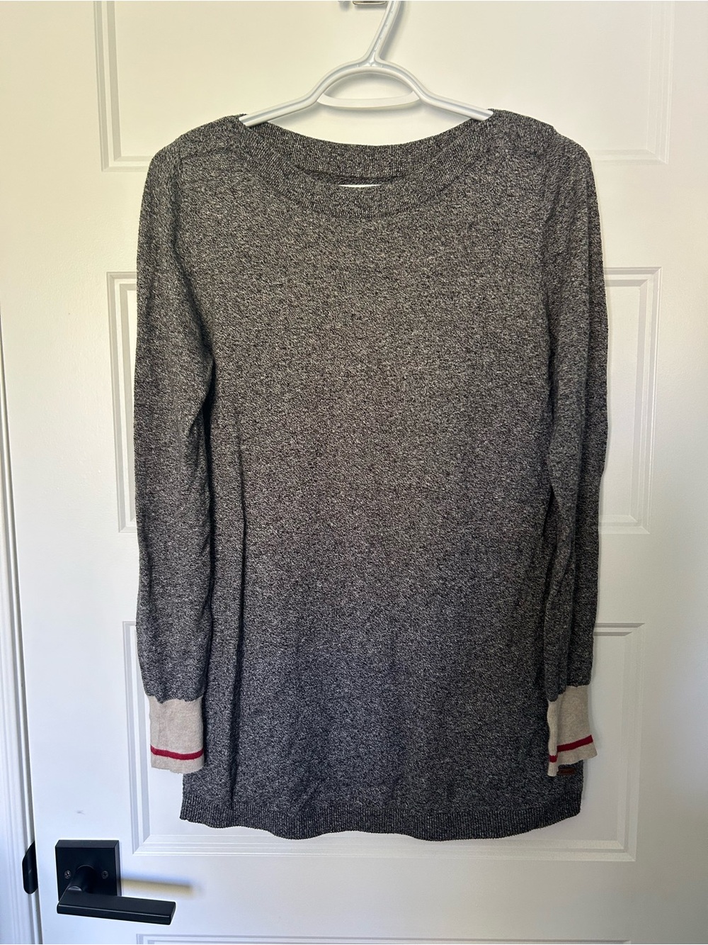 Roots Heather Gray Long Sleeve Shirt with Contrast Cuff Stripes